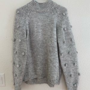 Gray Medium CeCe Pom Pom Knit Sweater